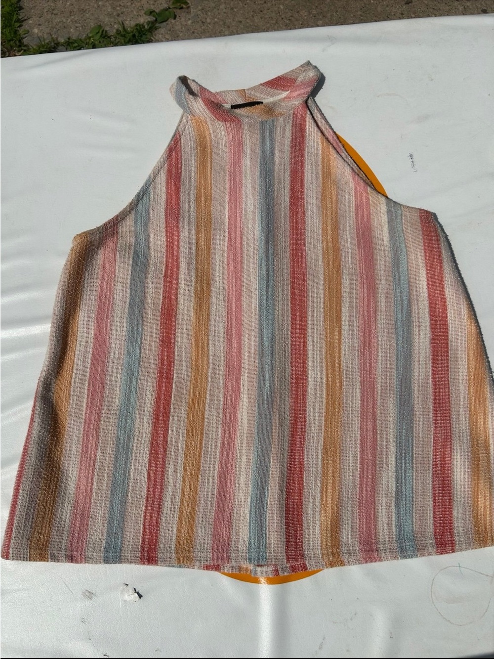 W5 Striped Halter Tank Top in Pink, Blue, Tan, Cream, Brown